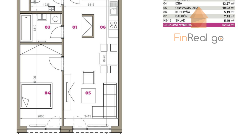 Prenájom 2-izb.byt 57m2 v novostavbe Nový Ružinov, Ba II-Ružinov